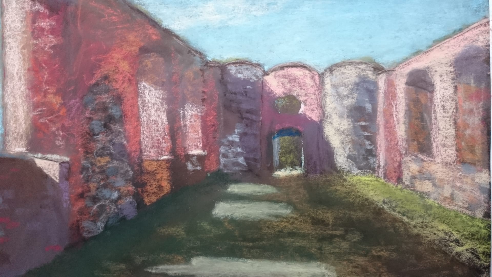 kuva taideteoksesta, jonka nimeltään Pyhän Marian kirkon rauniot